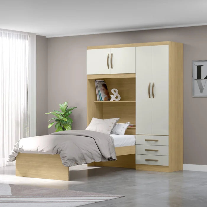 Guarda-roupa Infantil com Cama 4 Portas 3 Gavetas