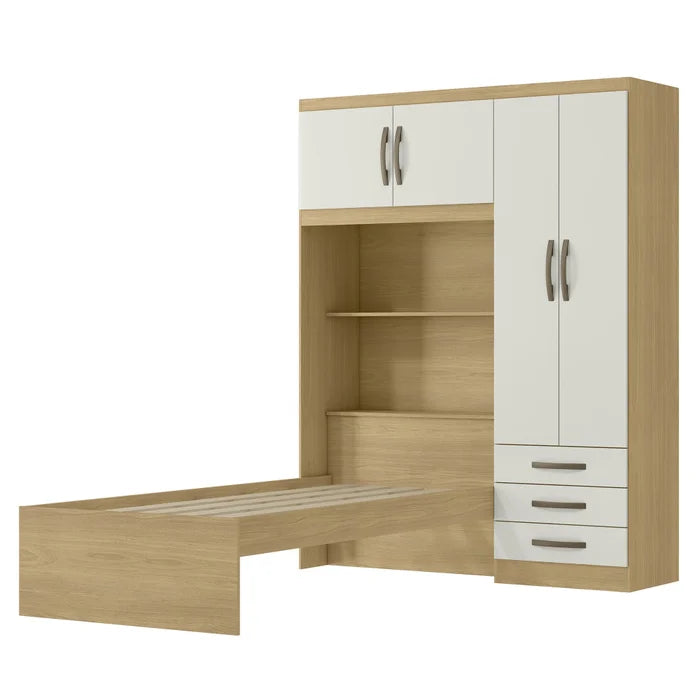 Guarda-roupa Infantil com Cama 4 Portas 3 Gavetas