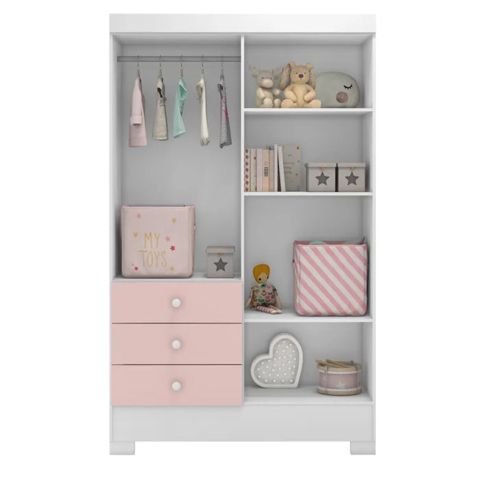 Guarda Roupa Baby Infantil 4 Portas e 3 Gavetas