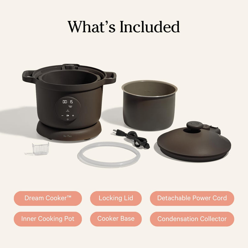 Our Place Dream Cooker | Multicooker de 6 litros | 4 modos versáteis | Cozinhe com pressão, cozimento lento, sele e refogue, mantenha aquecido | Liberação de vapor sem mãos | Painel de controle