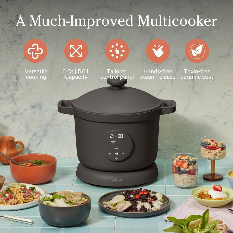 Our Place Dream Cooker | Multicooker de 6 litros | 4 modos versáteis | Cozinhe com pressão, cozimento lento, sele e refogue, mantenha aquecido | Liberação de vapor sem mãos | Painel de controle