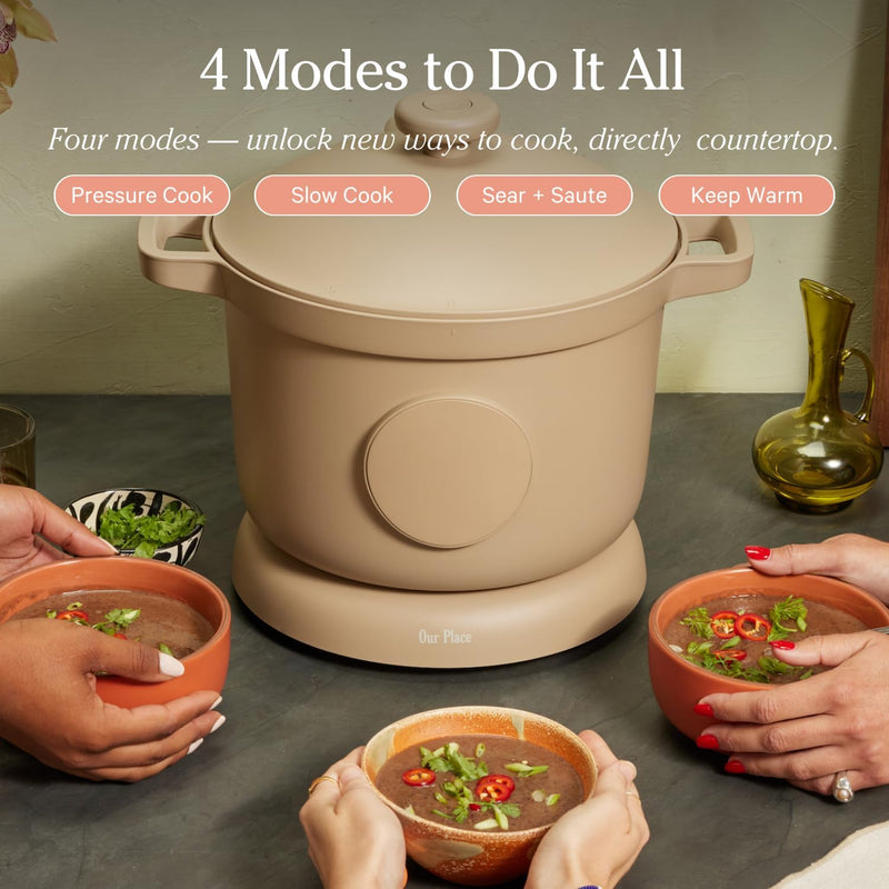 Our Place Dream Cooker | Multicooker de 6 litros | 4 modos versáteis | Cozinhe com pressão, cozimento lento, sele e refogue, mantenha aquecido | Liberação de vapor sem mãos | Painel de controle