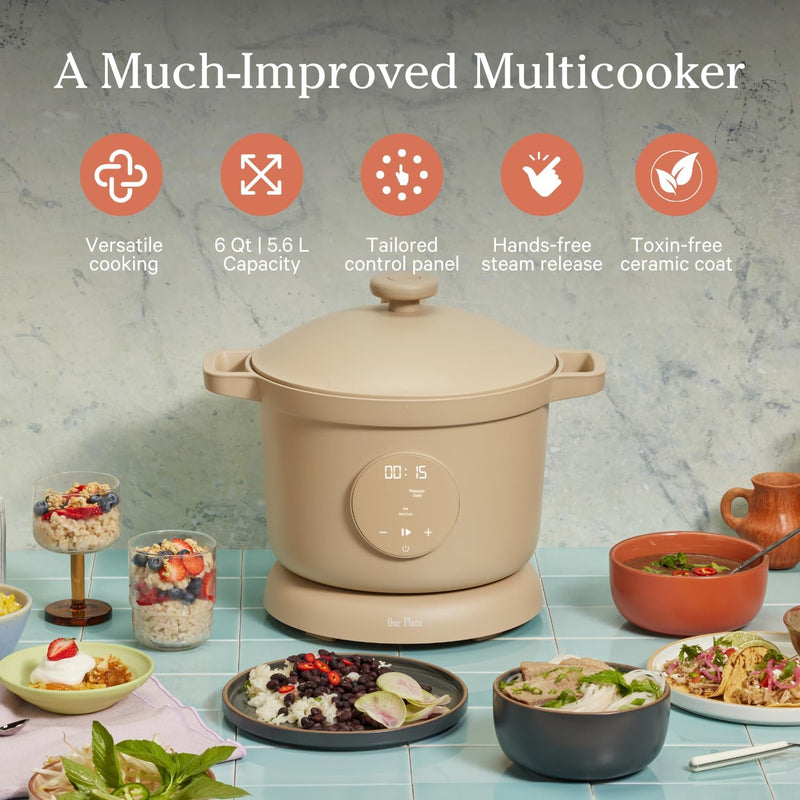 Our Place Dream Cooker | Multicooker de 6 litros | 4 modos versáteis | Cozinhe com pressão, cozimento lento, sele e refogue, mantenha aquecido | Liberação de vapor sem mãos | Painel de controle